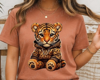 Hip Hop Tiger Cub PNG, Leopardenmuster, Sublimationskunst (digitaler Download)