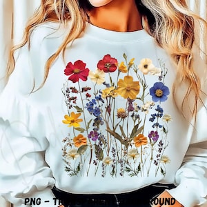 Floral Cottagecore PNG: Spring Flower Sublimation Design (Digital Download)