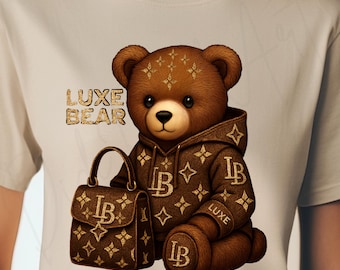 Luxe Hustler Bear PNG: Monogram Graffiti Design (Digital Download)