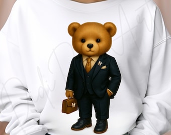 Hustler Bear PNG: Luxe Monogram, Urban Graffiti Design (Digital Download)
