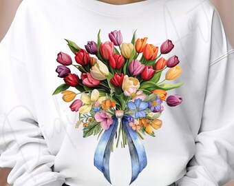Noeud de coquette de fleurs sauvages PNG : motif floral à sublimation (téléchargement numérique)
