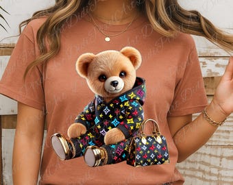 Monogram Hustler Bear PNG: Luxe Graffiti Design (Digital Download)