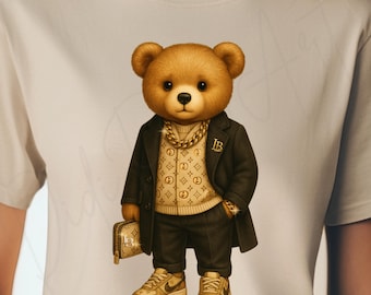 Hustler Bear PNG: Luxe Monogram, Urban Graffiti Design (Digital Download)