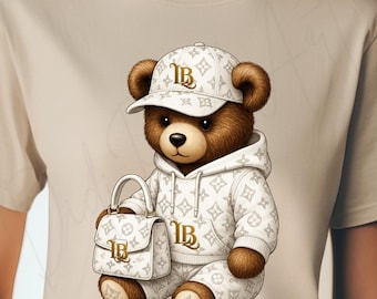 Monogram Hustler Bear PNG: Luxe Graffiti Design (Digital Download)