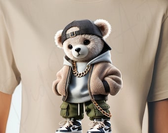 Hustler Bear PNG: Luxe Graffiti Design (Digital Download)
