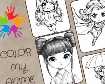 Anime Coloring Book for Kids, Teens Adults Kawaii Manga Characters, Chibi Girls and  Boys, Japanese Anime Art