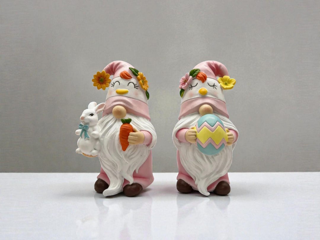 Rabbit Gnome Statue Set Easter Resin Bunny Desktop Garden Decor - Etsy
