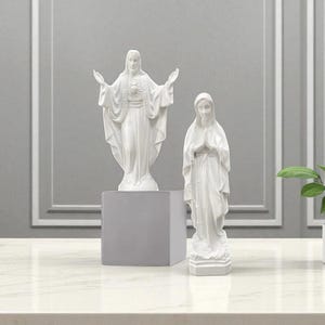 Virgin Mary Resin Statue: Catholic Religious Decor, Lourdes Style