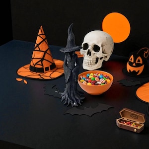 Retro Witch Statue Handmade Gothic Resin Horror Halloween Home Decor
