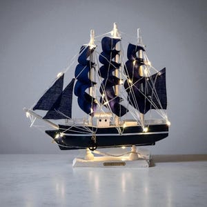 Wooden Sailboat Model • Handmade Nautical Decoration • Luxury Office & Living Room Maritime Decor Gift