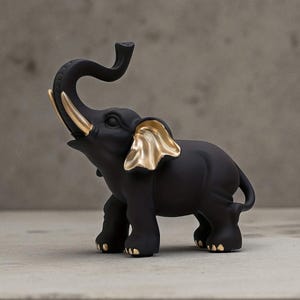 Wood Grain Elephant Figurine: Handcrafted Resin Home Decor