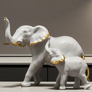 Resin Elephant Statue Set: Modern Living Room Accent Decor