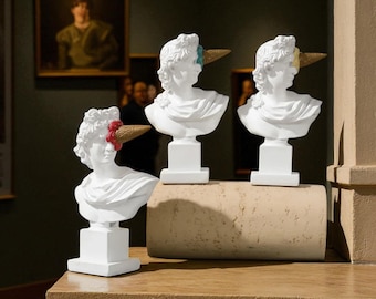 Apollo Beeld • Handgemaakt Abstract Grieks God Standbeeld • Wit Hars Kunstfiguur voor Huis of Kantoor Decoratie