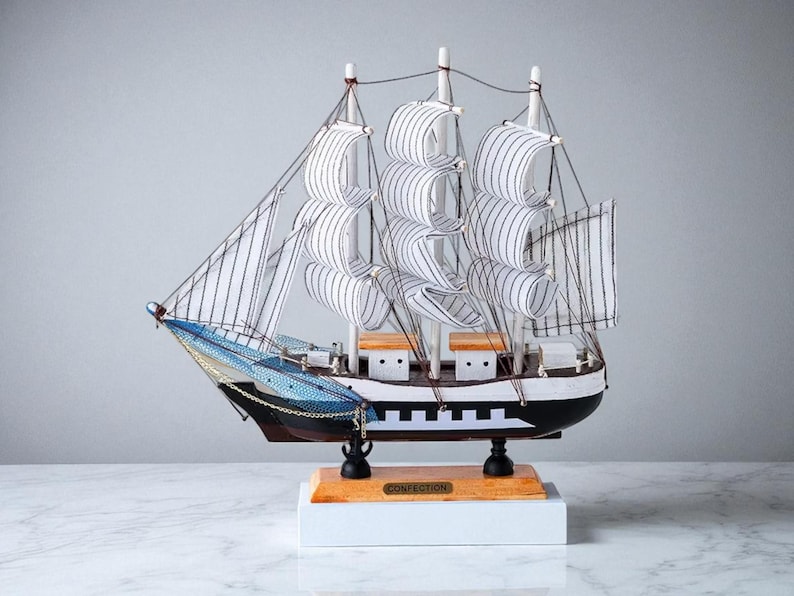 Sailboat Model Decor, Wooden Sailing Boat Nautical Decor 7