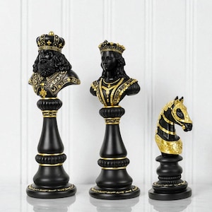 Luxus Schachfiguren Set aus Harz – König, Dame, Springer | Handgefertigte Deko für Zuhause & Büro | Modernes Kunstobjekt