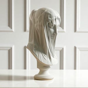 Veiled Lady Bust Statue – Handcrafted Resin Sculpture of Greek Goddess Maiden, Elegant Roman Mythology Decor Gift