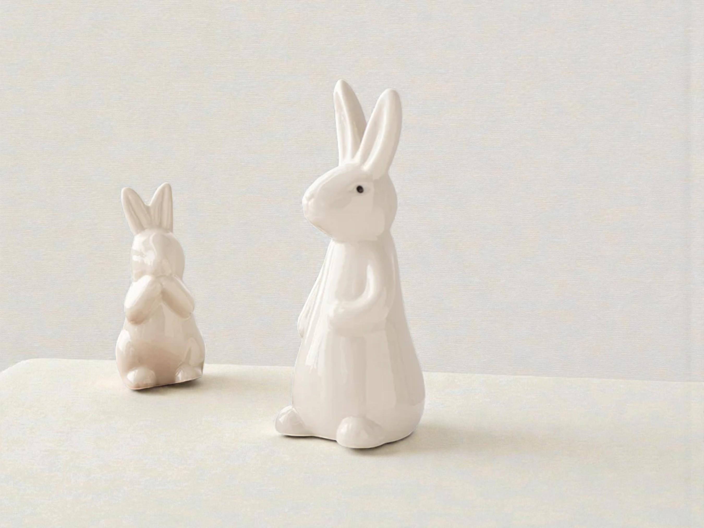Set of 3 Easter Bunny Figurines White Ceramic Rabbit Home Decor - Etsy