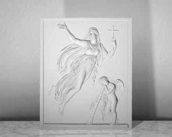 Angel & Woman Plaster Relief Art: Desktop Decoration, Creative Gift