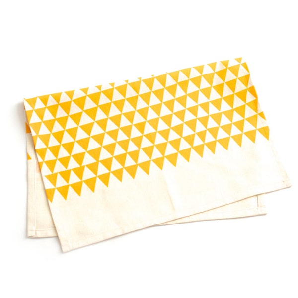 Triangles - Tea Towel - Saffron Yellow - Organic Cotton & Hemp - Screen Printed