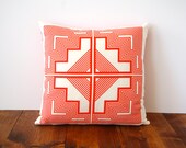 Native Quilt Pillow - Poppy / Tomato / Orange / Red - Screen Printed Organic Cotton