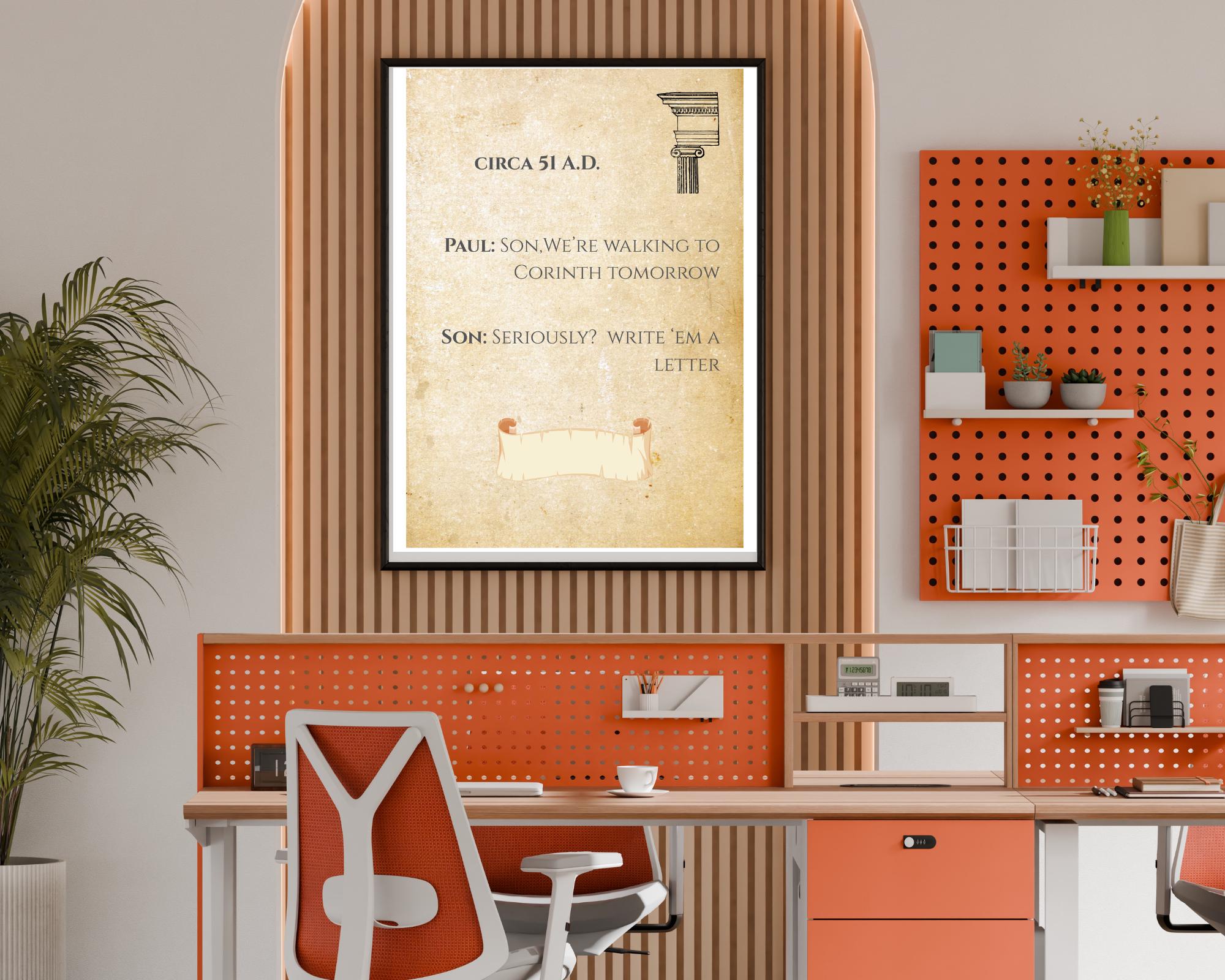 Paul Corinth Poster, Biblical Humor Wall Art, 51 AD Parchment Print ...