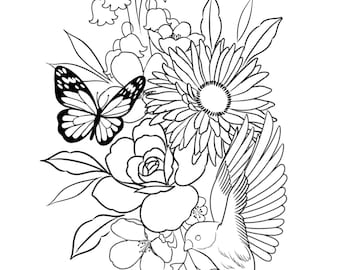 Custom Birth Flower Tattoo Design: Floral Art Print