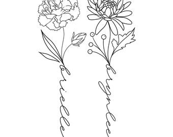 Custom Birth Flower Tattoo Design: Personalized Floral Art