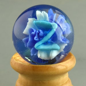 Marble - One Letter Monogram - Personalized Art Glass - Flameworked Glass on Wooden Stand - Letter and Color of your choice