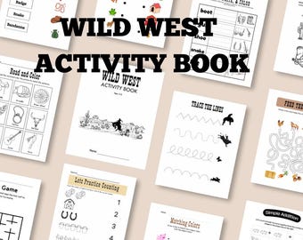 preschool Western activity sheets, Wild West workbook ages 3-6