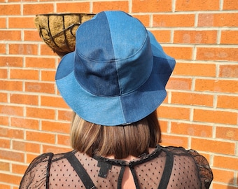 Handmade bucket hat | Patchwork denim | Upcycled | Adults Unisex