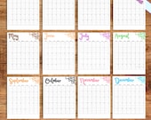 2026 Colorful Calendar Printable, Lined and Unlined (Digital Download)