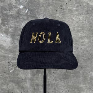 NOLA Corduroy Embroidered Hat - Black - Gold