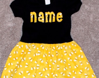Personalized Dress - honey bees, dress, summer, short sleeve dress, toddler dress, boutique style dress