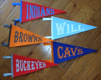 Set of 5 Personalized Pennants- kids girls boys sport pennant birthday gift idea room decor wall art