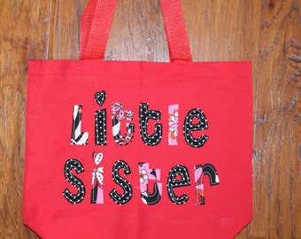 Personalized Little Sister Tote (8.5" x 11" x 3") - baby shower gift