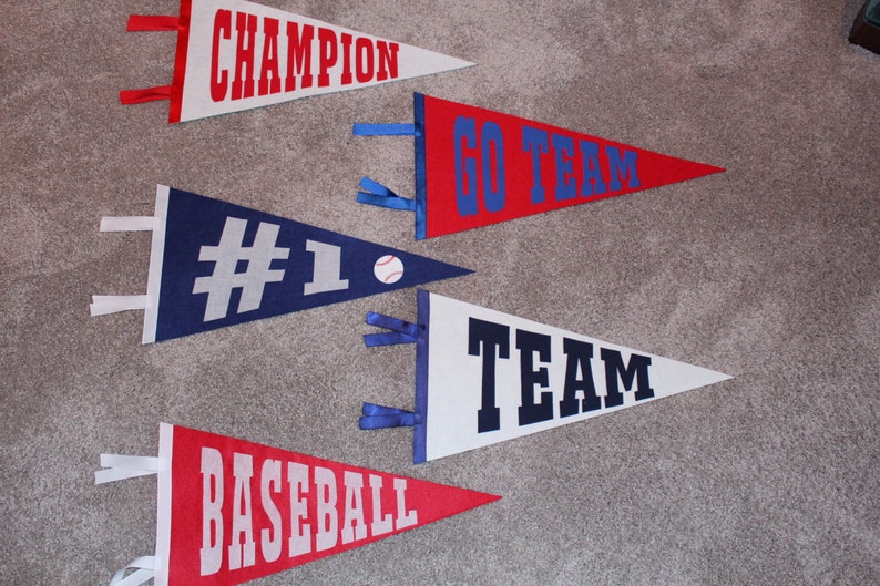 Set of 5 Personalized Pennants kids girls boys sport pennant image 1