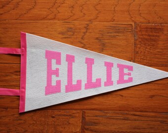 Girls Personalized Sport Pennant - baseball basketball football soccer Christmas birthday gift idea party name bedroom decoration custom