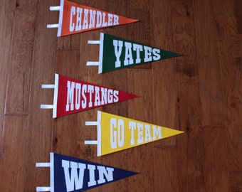 Set of 5 Personalized Pennants- kids girls boys sport pennant birthday gift idea room decor wall art
