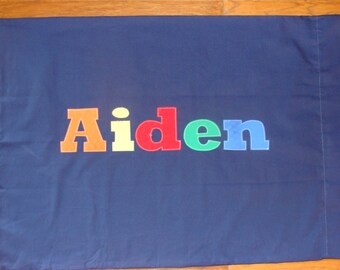 Personalized Pillowcase - boys bedding unique gift idea birthday slumber party kids bedroom decor navy  childs room