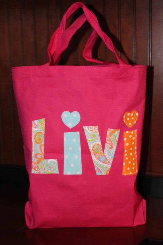 Girls School Tote Bag Personalized Library Tote Preschool Etsy