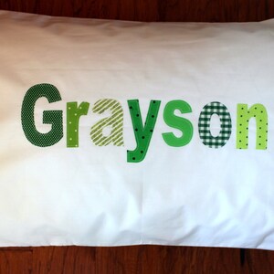Boy&#39;s Name Pillow Case - personalized custom birthday gift idea sleepover slumber party girls bedding kids pillowcase