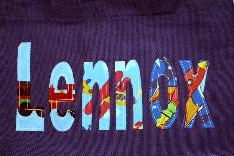 Boy/'s Personalized Library Tote trains planes rockets boy book bag school custom name birthday gift idea wedding ring bearer toy tote kids