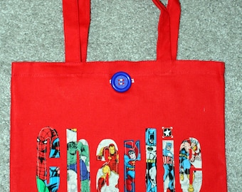 Boy's Large Personalized Tote (with button closure) - action birthday party gift idea boys school tote