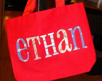 Boy's Personalized Library Tote (with button closure)