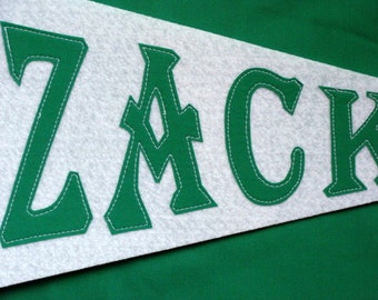 Boy's Personalized Sport Pennant - baseball basketball football soccer school spirit birthday gift idea party name bedroom decoration custom