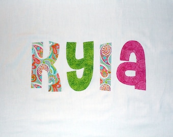 Girls Personalized Pillow case name applique pillowcase unique birthday gift idea slumber party summer camp childs custom bedding room decor