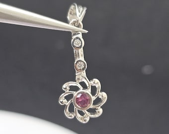 Natural Vibrant Pink Tourmaline 925 Silver Pendant – 5.7 CT - Round Cut - October Birthstone