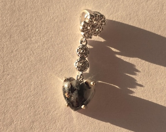 Natural Astrophyllite 925 Silver Pendant – 8.65 CT - No Treatment - Heart Cut - Cabochon