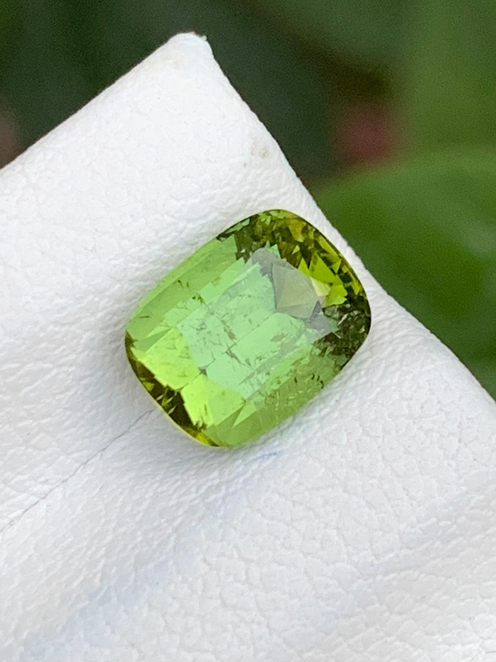 2 Carat Green Tourmaline Gemstone: African Faceted Crystal