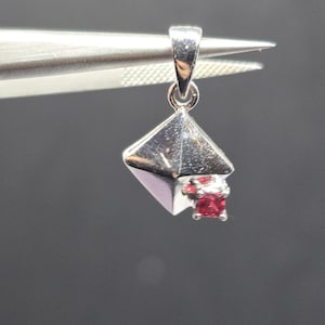 Natural Vivid Red Ruby 925 Silver Pendant – 5 CT - Square Cut - July Birthstone